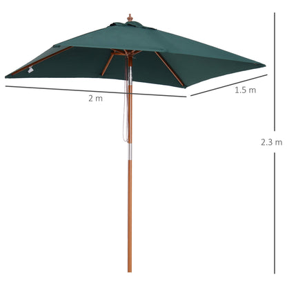 2m x 1.5m Garden Parasol Umbrella with Tilting Sunshade Canopy