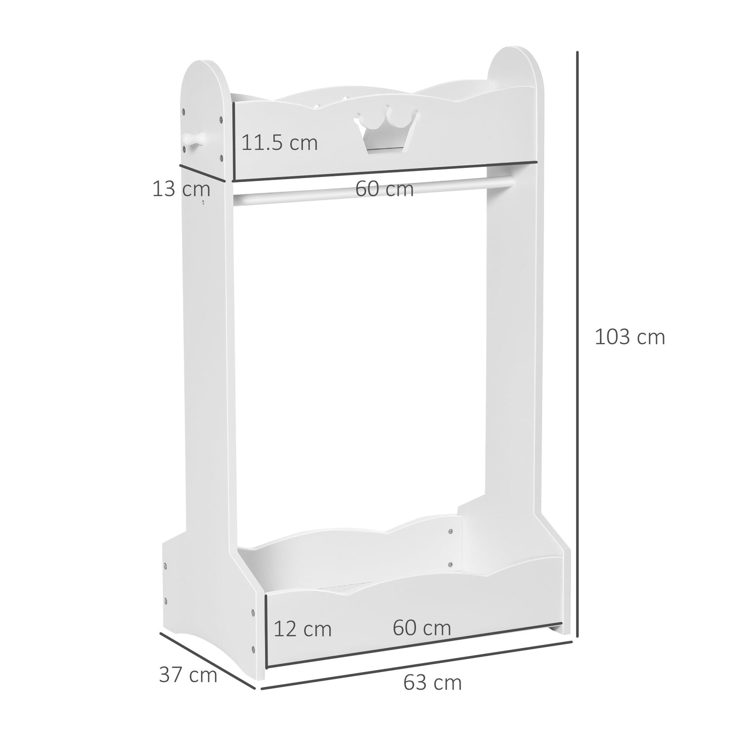 Kids Wood Clothes Rack Hall Tree with Storage Shelves Freestanding Wardrobe