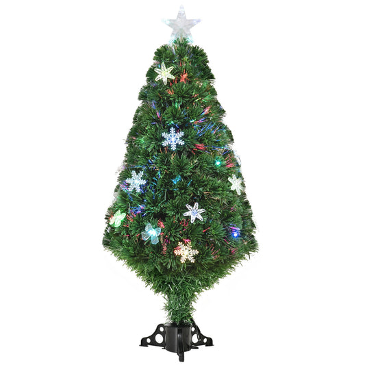 4FT Prelit Artificial Christmas Tree Fiber Optic LED Light Holiday Home Xmas Decoration Tree with Foldable Feet