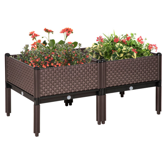 Set of 2 Raised Garden Bed Elevated Planter Box with Self-Watering Design