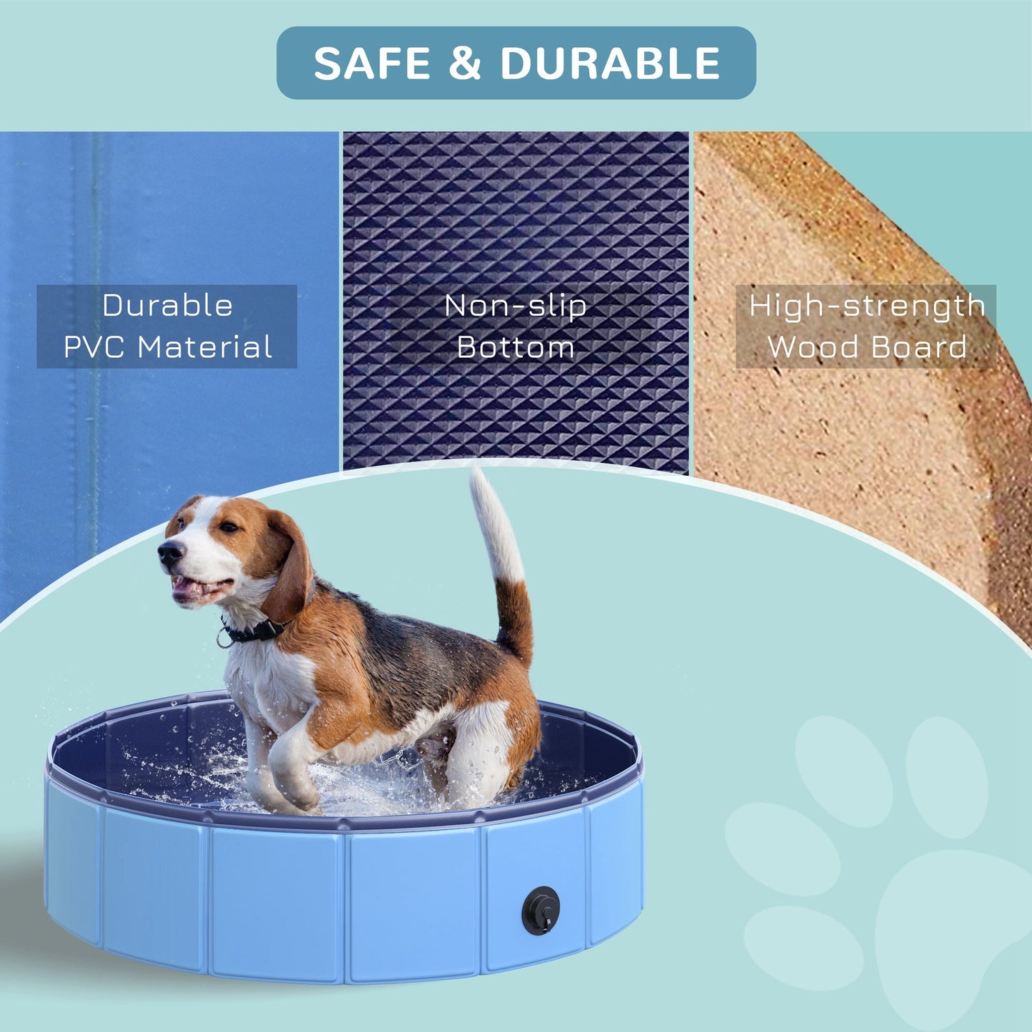 PawHut Foldable Dog Paddling Pool Pet Cat Swimming Pool Indoor/Outdoor Collapsible Summer Bathing Tub Shower Tub Puppy Washer ?80 × 20H cm