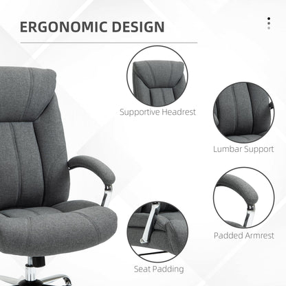 Vinsetto Home Office Chair Linen Fabric Computer Chair With Adjustable Height Armrests Swivel Wheels Grey