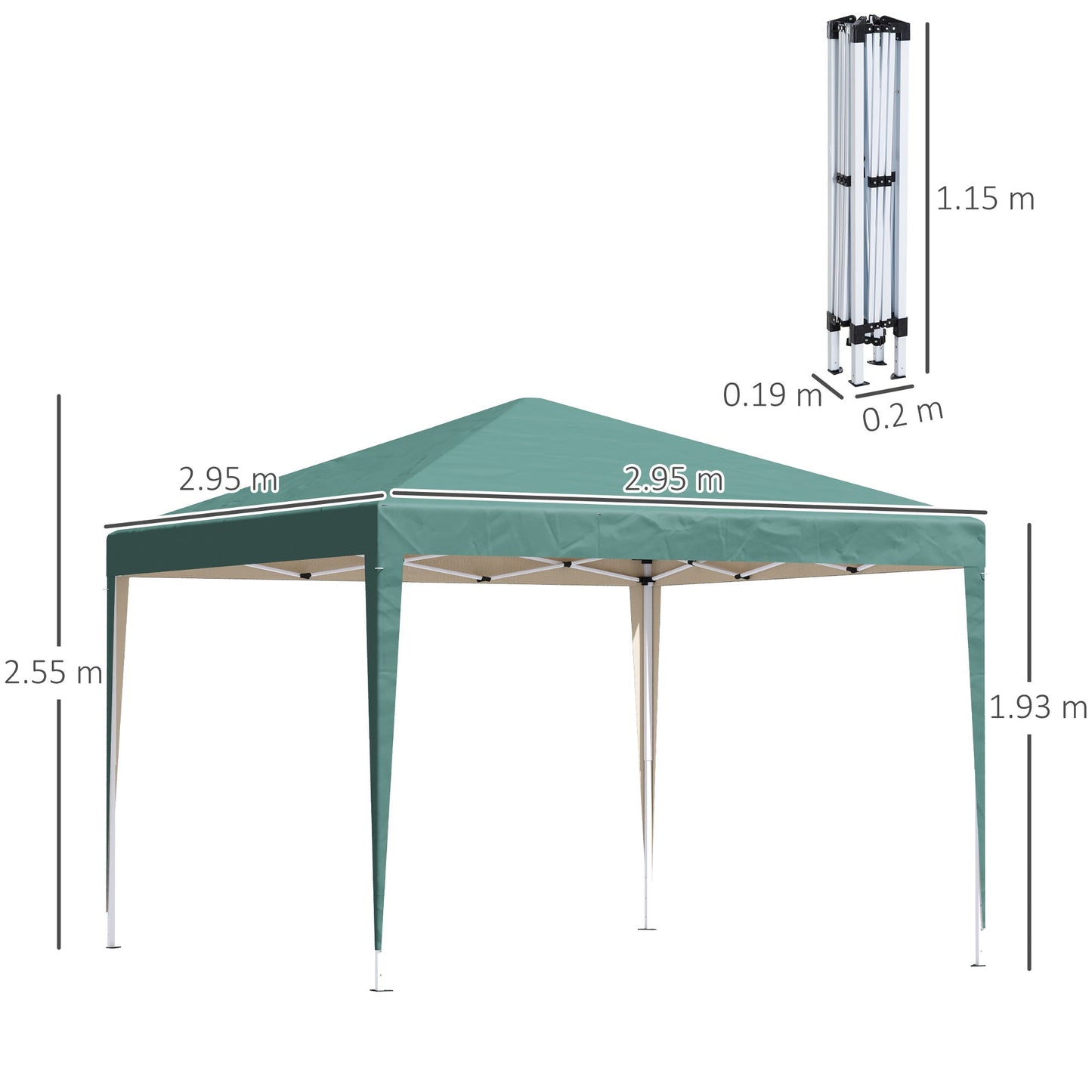 3 x 3 meter Garden Heavy Duty Pop Up Gazebo Marquee Party Tent Folding Wedding Canopy-Green