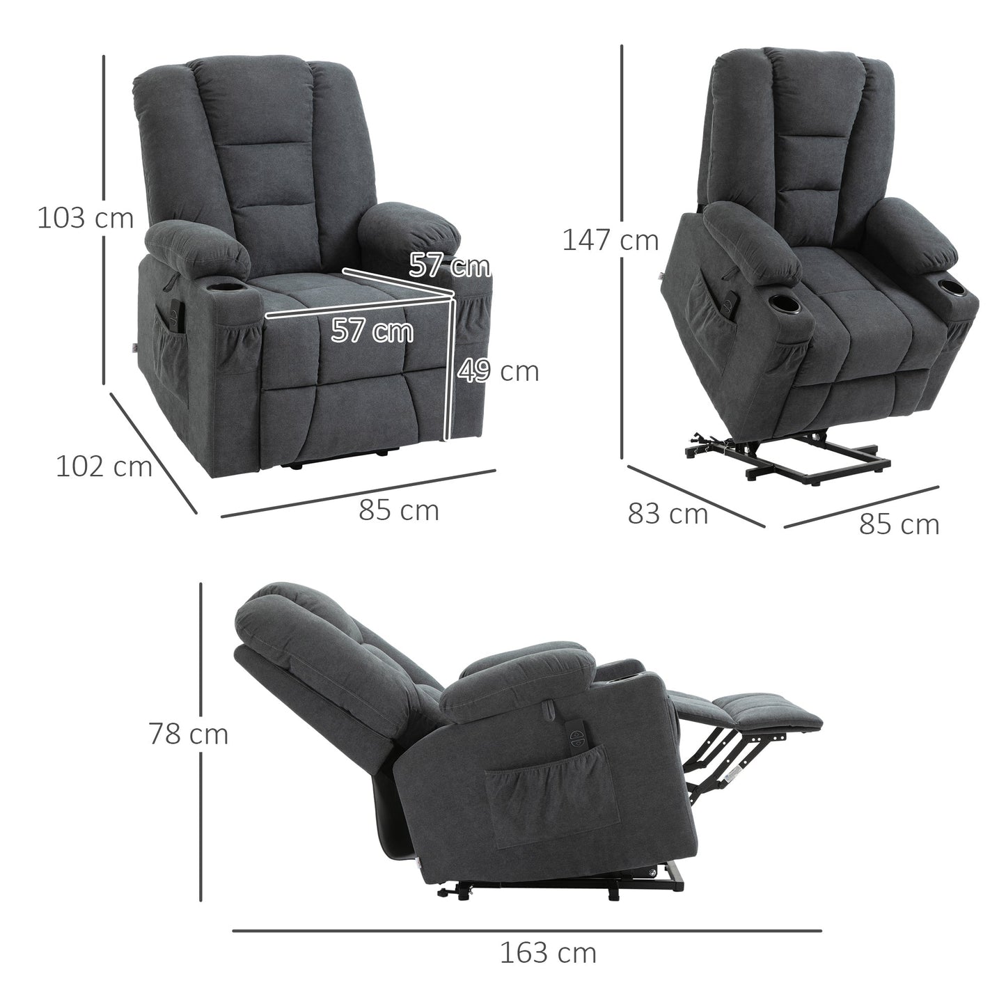 Homcom Oversized Riser and Recliner Chairs for the Elderly