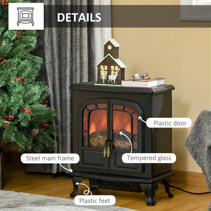 Homcom Electric Fireplace Stove Heater with LED Fire Flame Effect