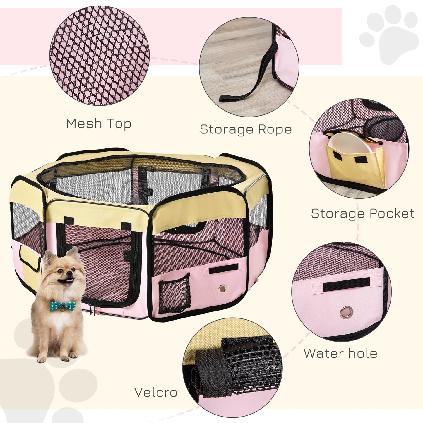 PawHut Fabric Folding Dog Pens Pet Puppy PlayPen