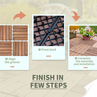 27-Piece Solid Wood Interlocking Decking Tiles For Patio