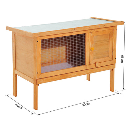 PawHut Wood Rabbit Hutch Guinea Pig House Bunny Cage Shelter Indoor Outdoor Elevated with Sliding Tray 90x45x65cm