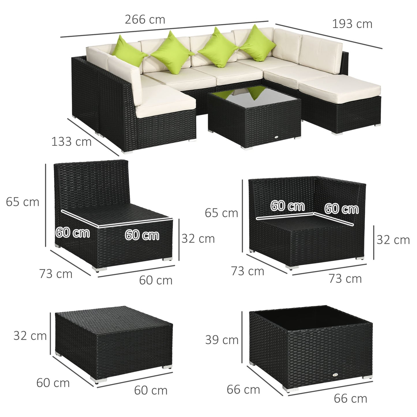 8-Pieces PE Rattan Corner Sofa Set