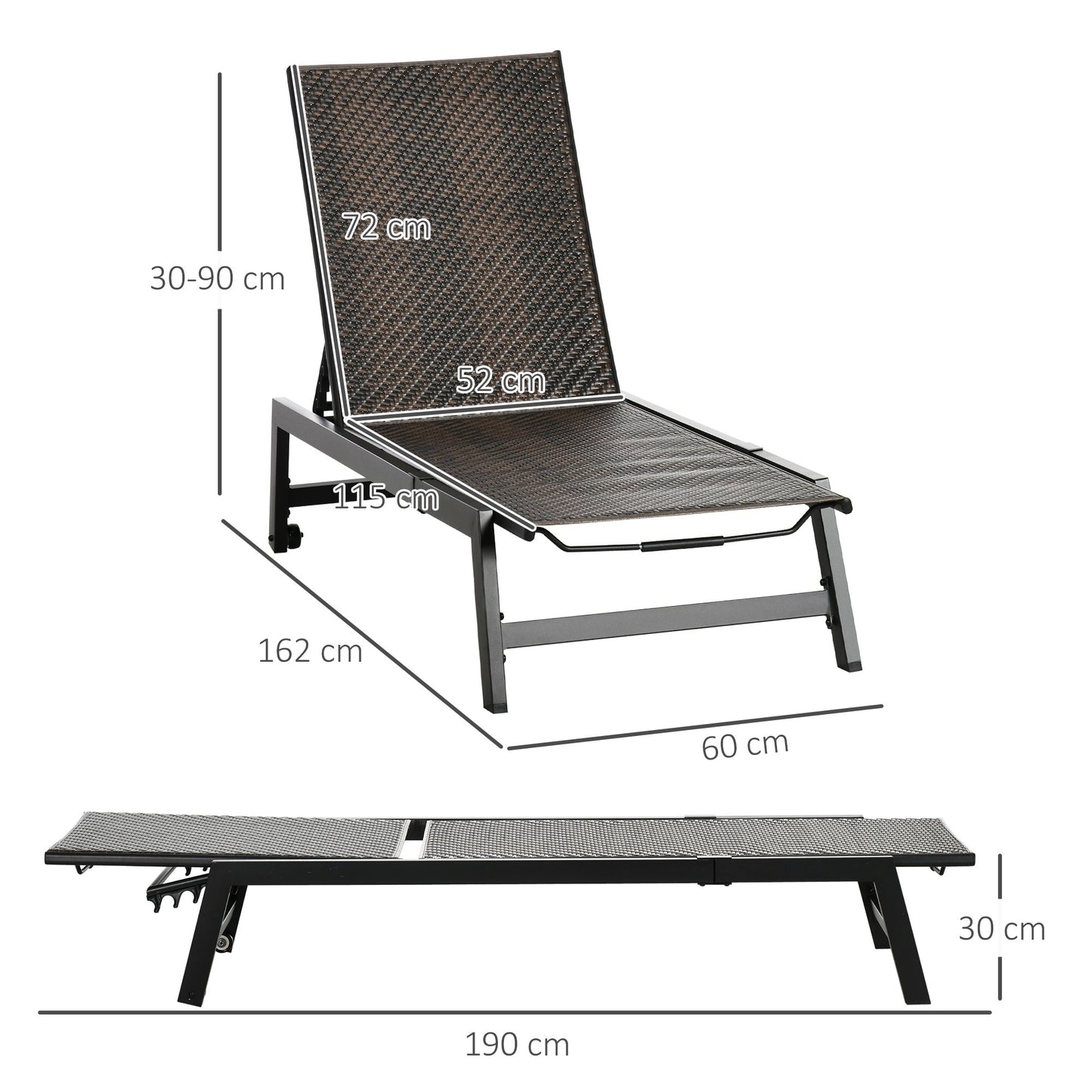 Outdoor PE Rattan Sun Loungers