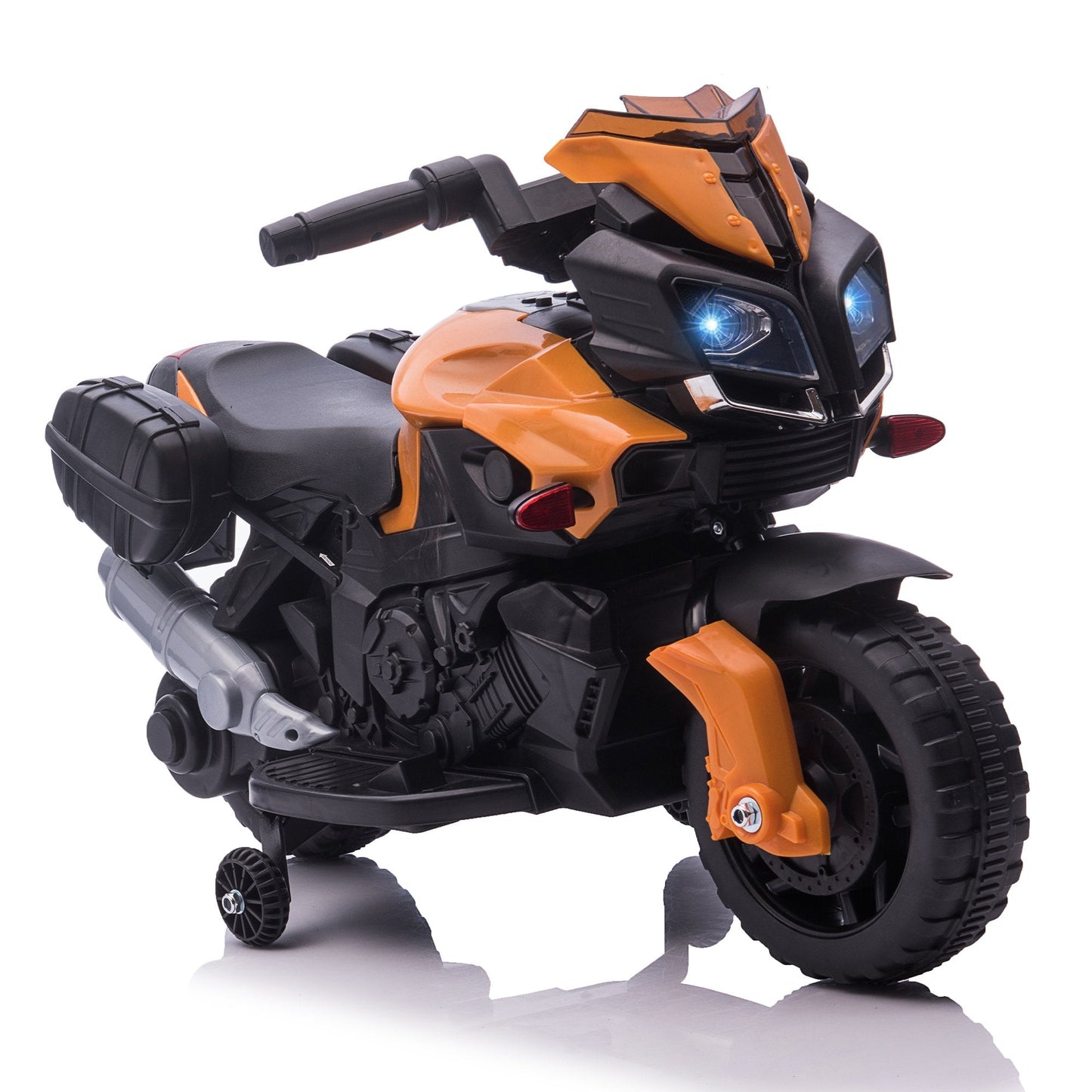 Kids 6V Electric Ride On Motorcycle Vehicle w/ Lights Horn Realistic Sounds Outdoor Play Toy for 1.5-4 Years Old Orange