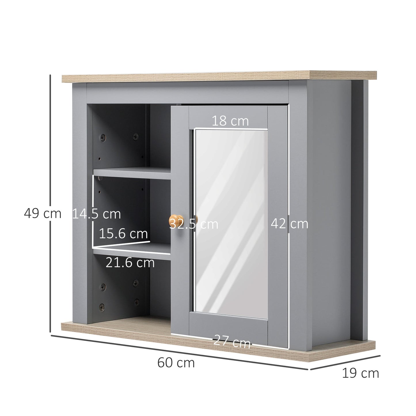 kleankin Bathroom Wall Mirror Cabinet