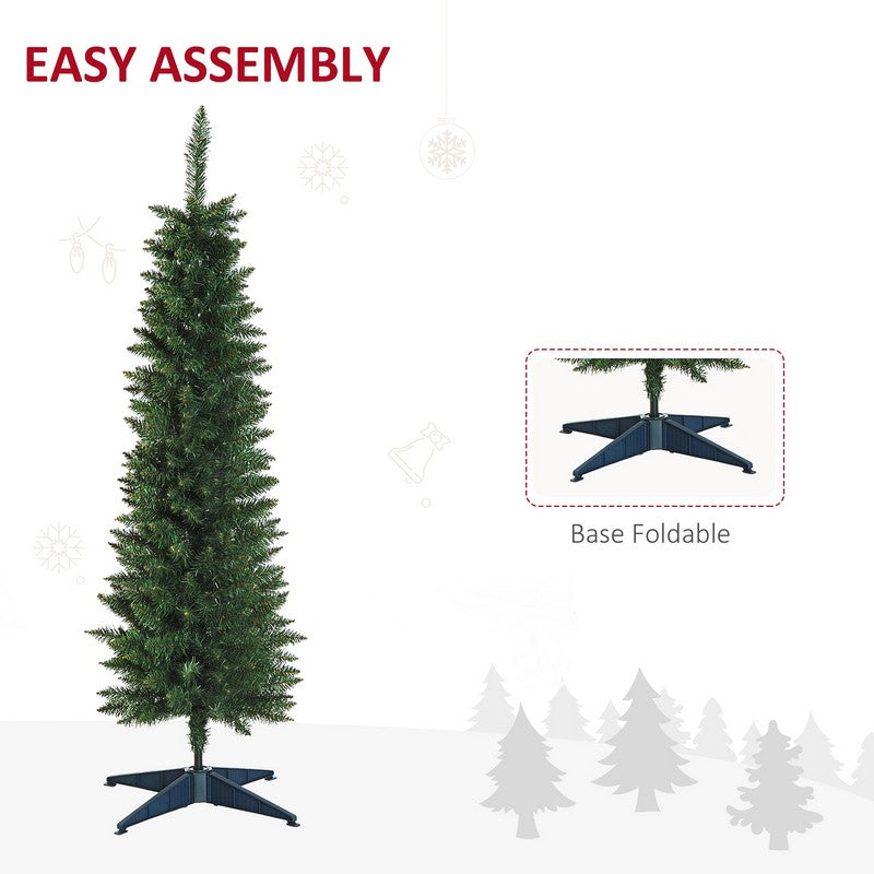 5FT Artificial Pine Pencil Slim Tall Christmas Tree with 294 Branch Tips Xmas Holiday Décor with Stand Green