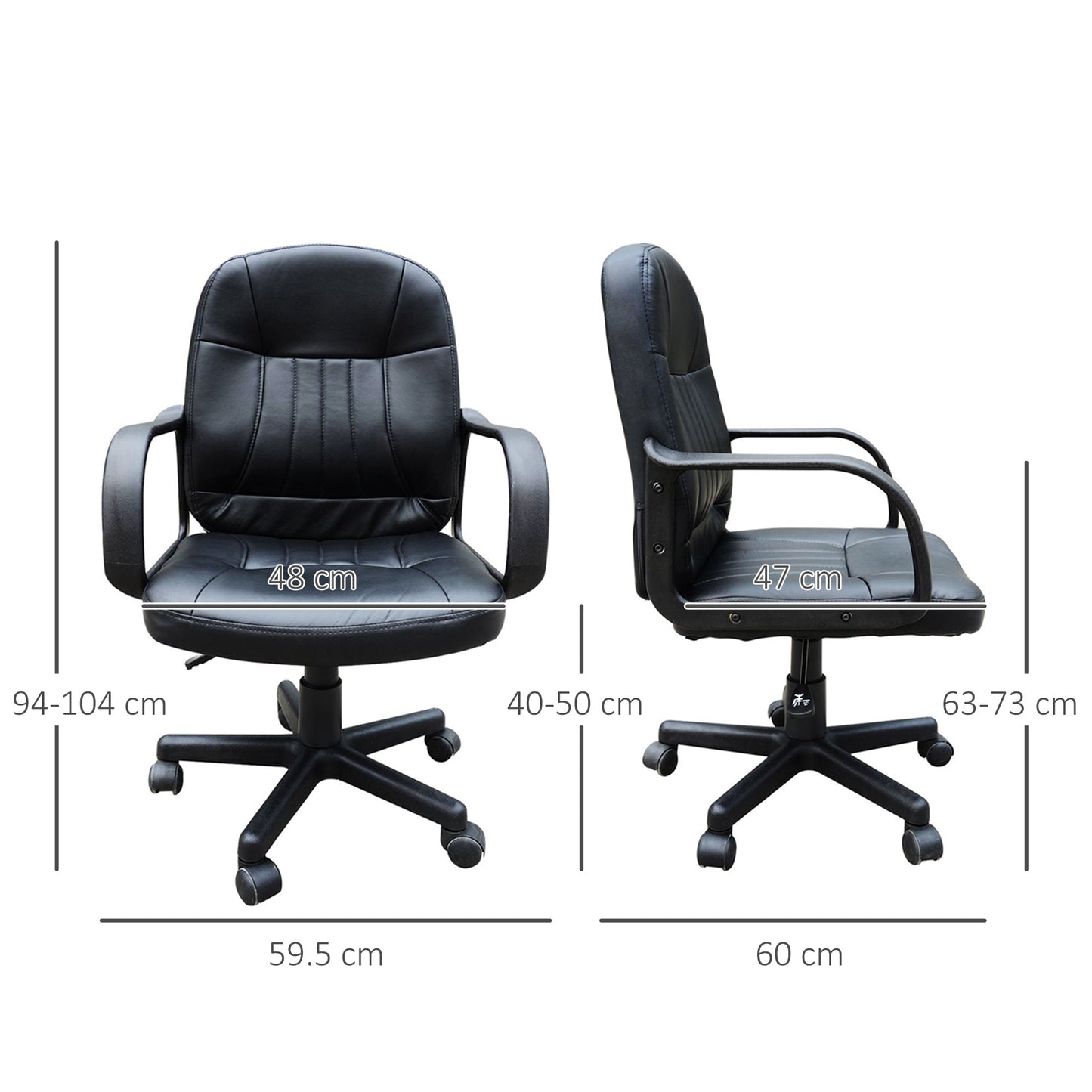 Homcom Pu Leather 360 Swivel Home Office Chair With Armrest Black