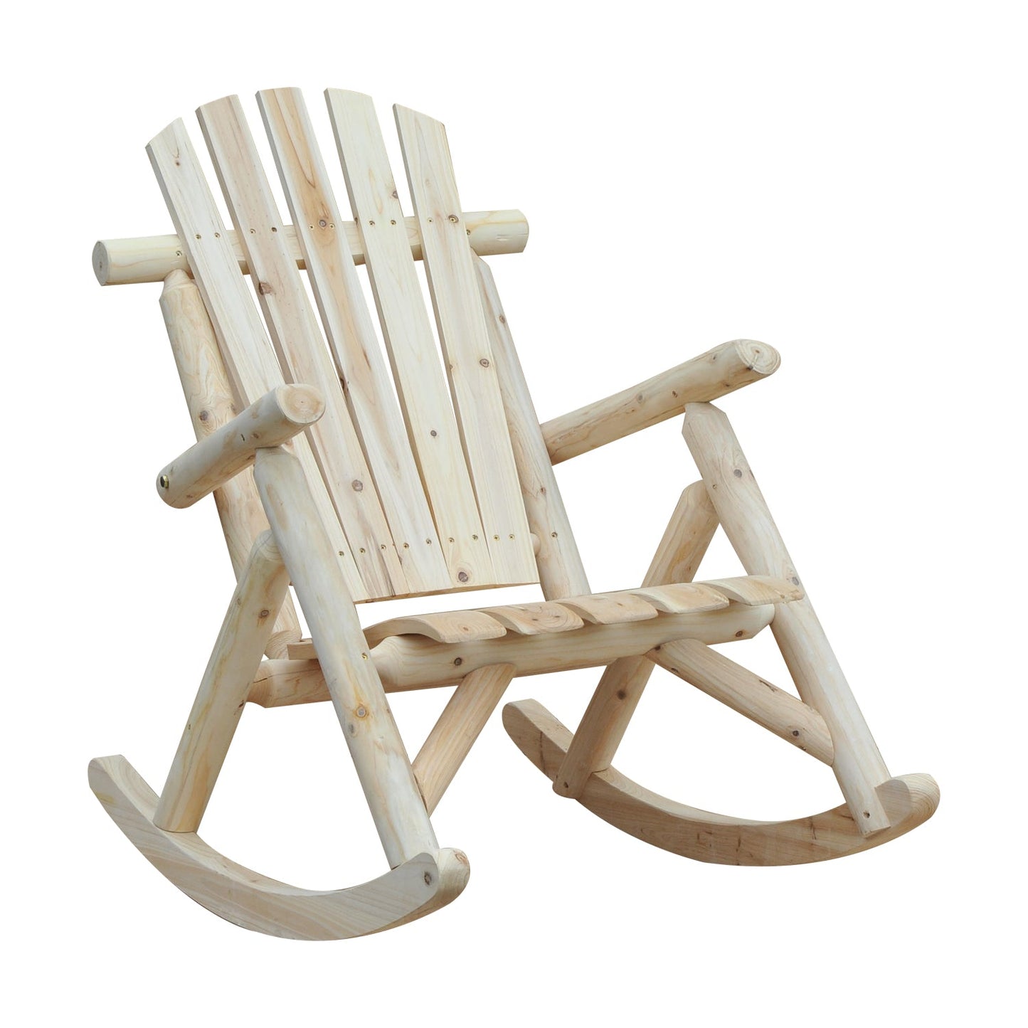 Adirondack Chair Cedar Wood Ergonomic Rocking Chair Porch Rocker Garden Traditional - Burlywood