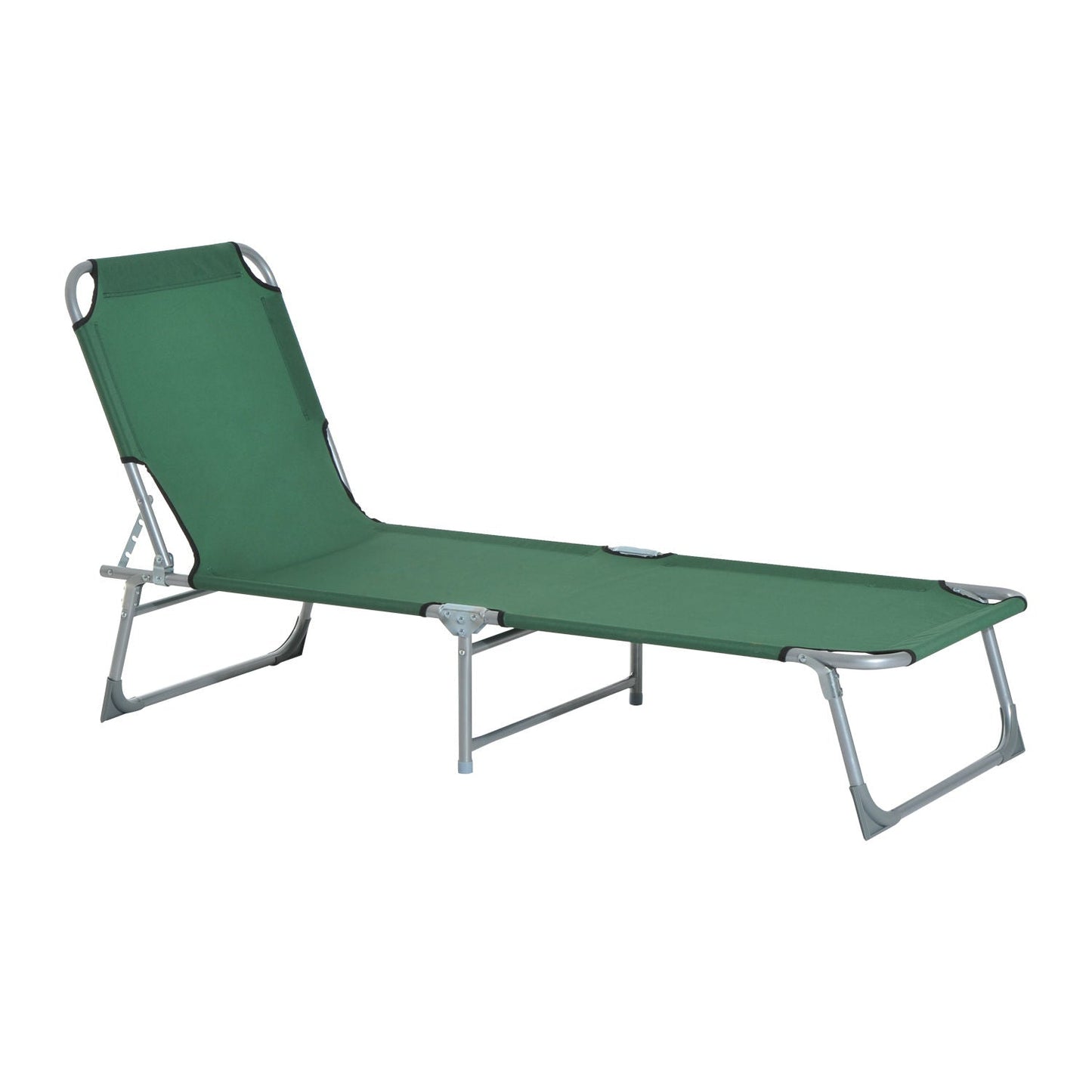 Reclining Sun Lounger Chair Folding Camping Bed with 4-Position Adjustable Backrest