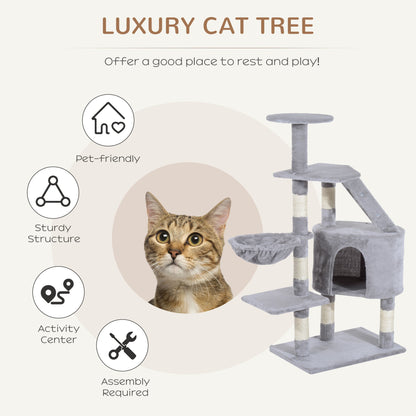 PawHut Cat Tree Kitten Scratching Post Activity Center Play House Pet Furniture 125cm Grey