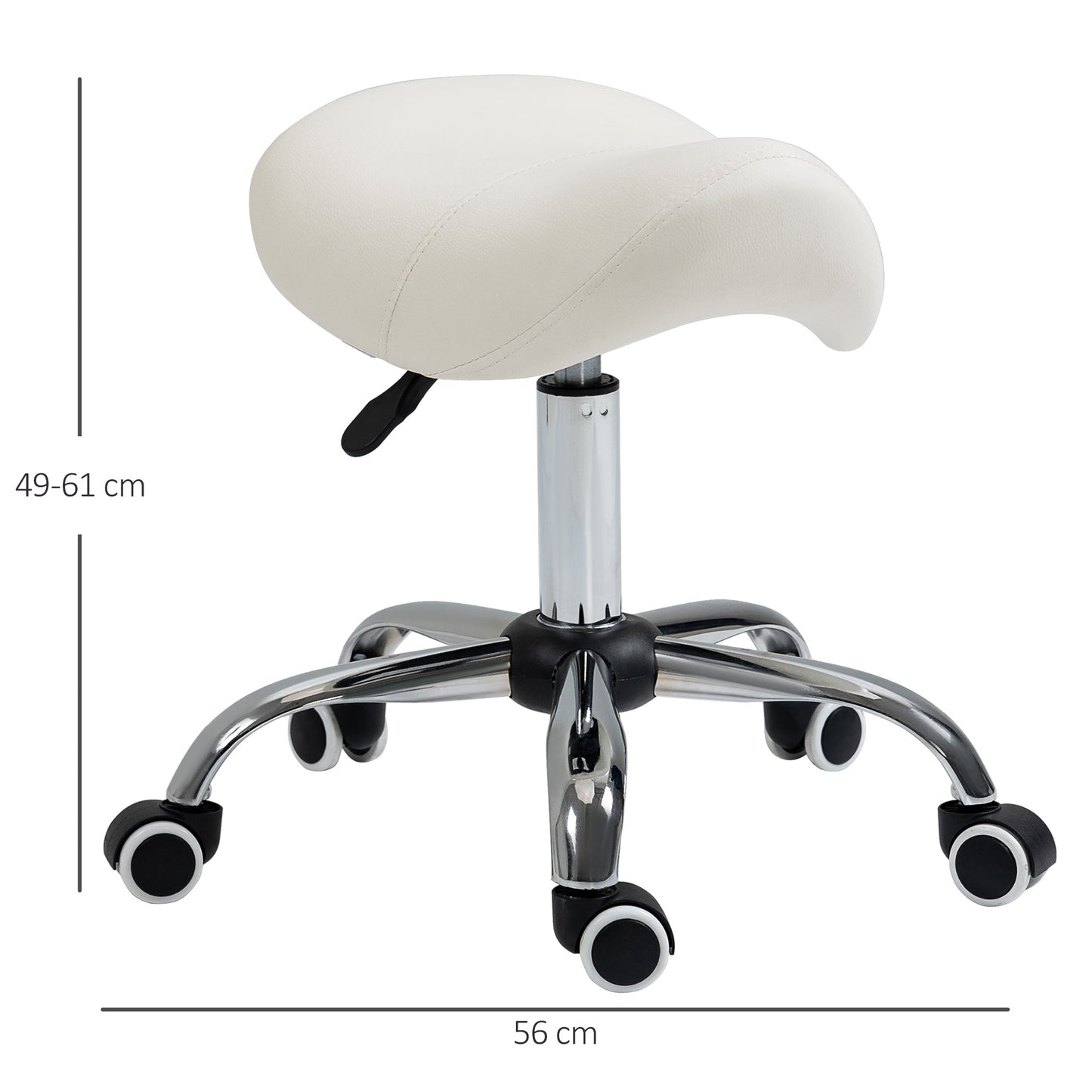 Cosmetic Stool 360° Rotate Height Adjustable Salon Massage Spa Chair Hydraulic Rolling Faux Leather Saddle Stool