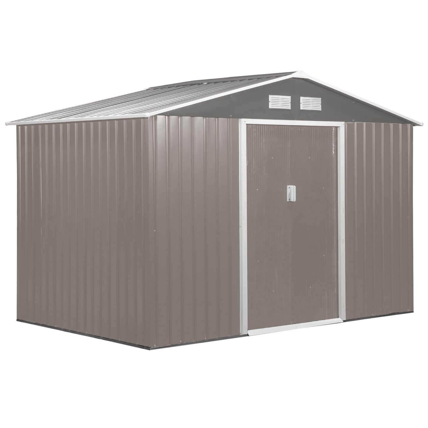 Galvanised 9 x 6' Double Door Apex Garden Shed With Ventilation Steel Grey by Steadfast