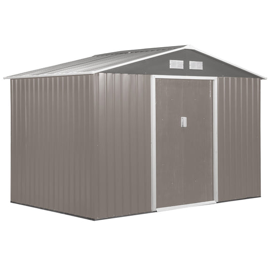 Galvanised 9 x 6' Double Door Apex Garden Shed With Ventilation Steel Grey by Steadfast