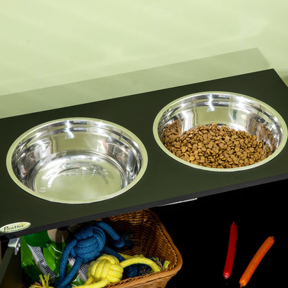 PawHut Raised Dog Bowls for Large Dogs Pet Feeding Station with Stand