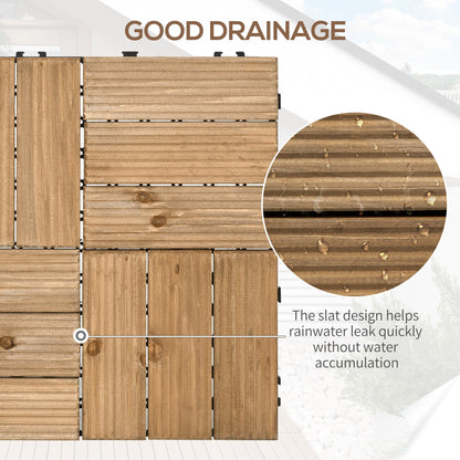 27-Piece Wooden Interlocking Decking Tiles