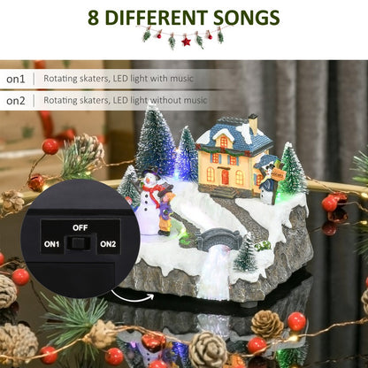 Animated Christmas Village Scene Musical Holiday Decoration with LED Light