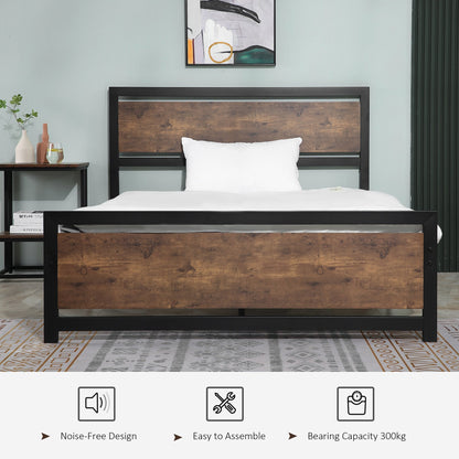 Full Bed Frame Twin Size Metal Bed w/ Headboard