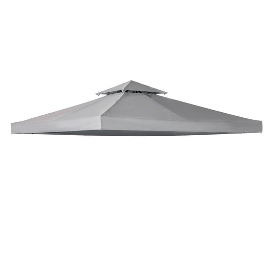 3M Gazebo Top Cover Double Tier Canopy Replacement Pavilion Roof Light Grey