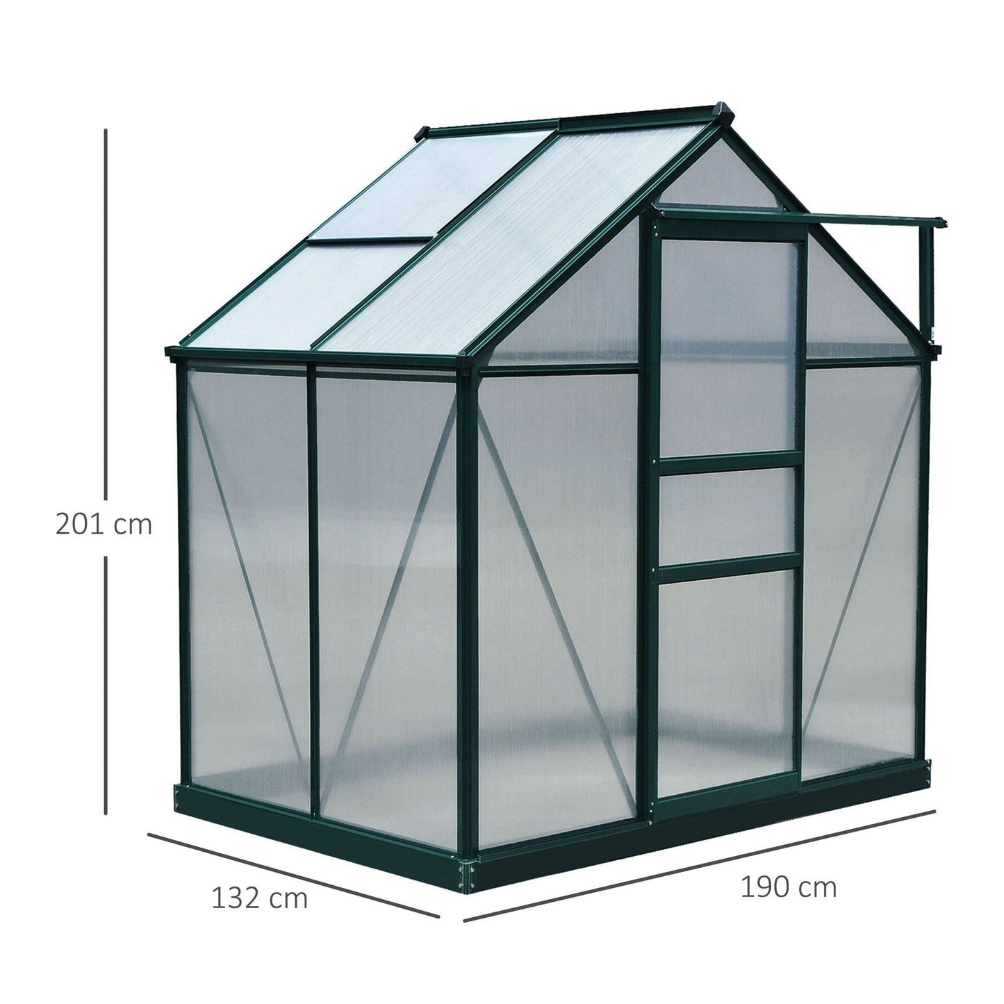 6 x 4 Greenhouse Walk-In Aluminium & Polycarbonate by Greenery