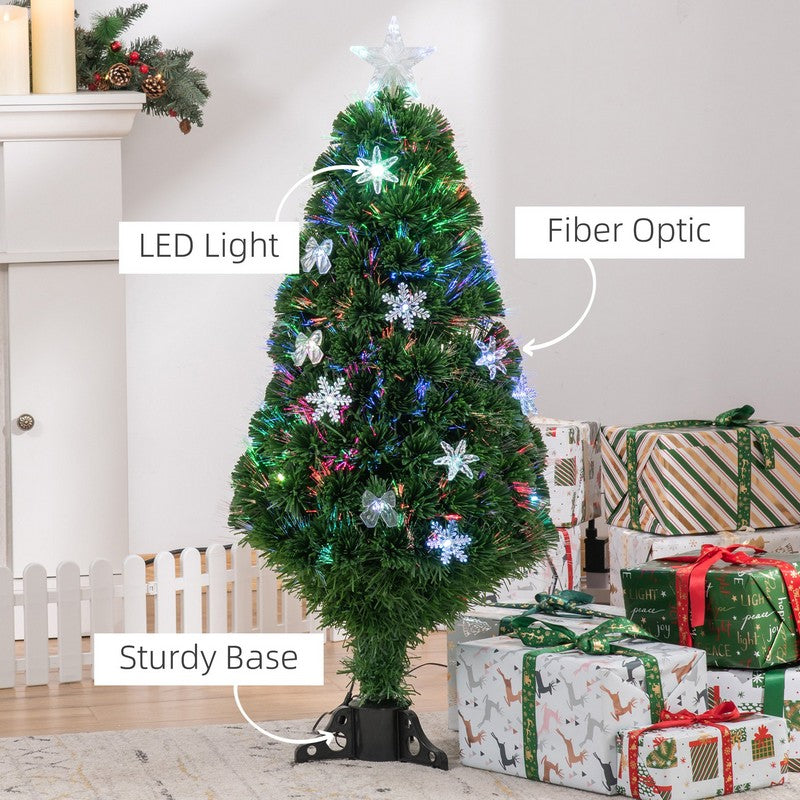 4FT Prelit Artificial Christmas Tree Fiber Optic LED Light Holiday Home Xmas Decoration Tree with Foldable Feet