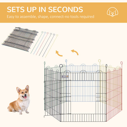 PawHut Foldable Pet Playpen Puppy Pen w/ Door Metal Indoor & Outdoor