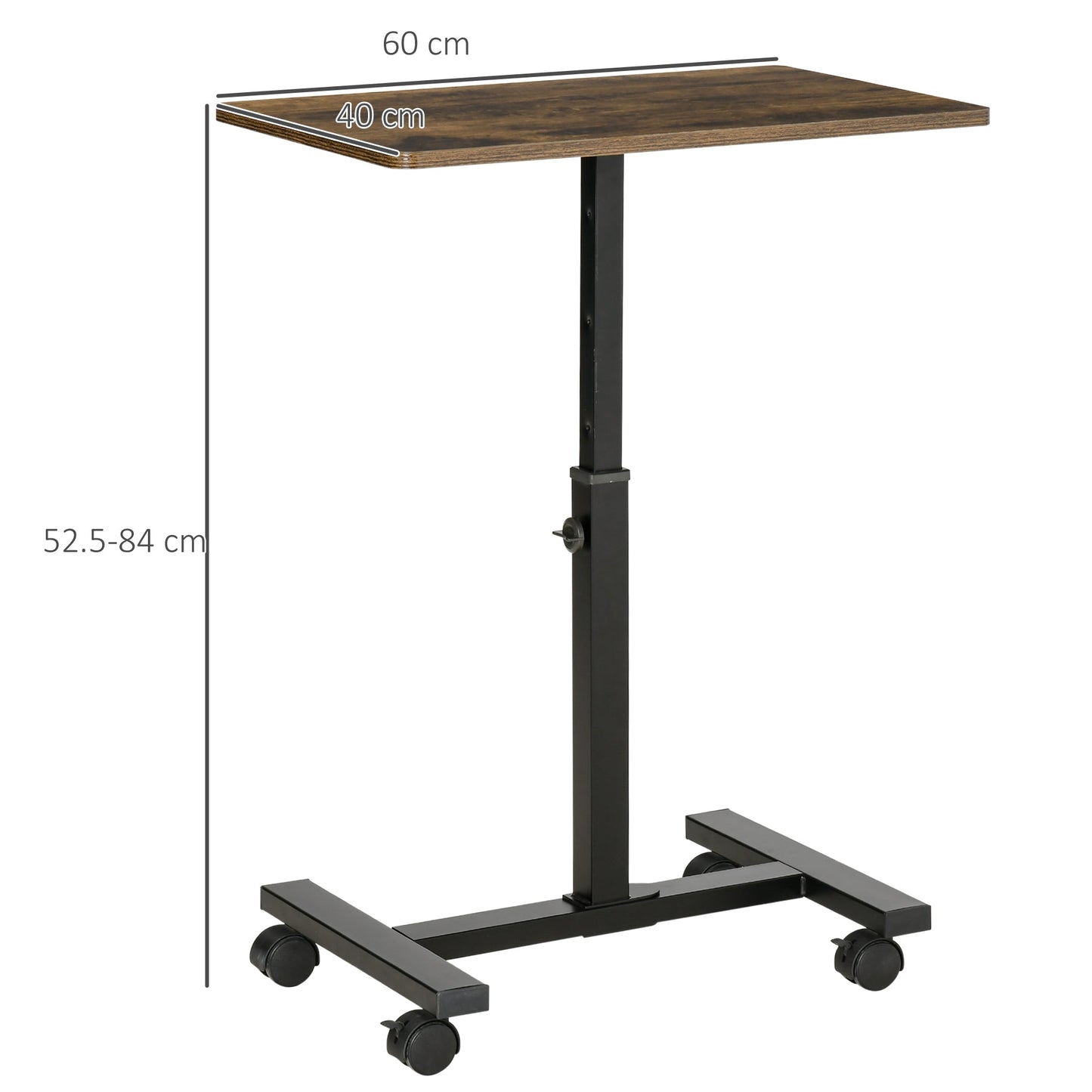 52-84cm Adjustable Mobile Over-Surface Table - Brown