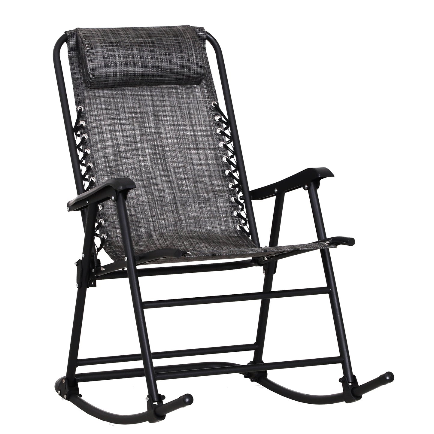 Folding Rocking Chair Zero Gravity W/ Headrest-Grey