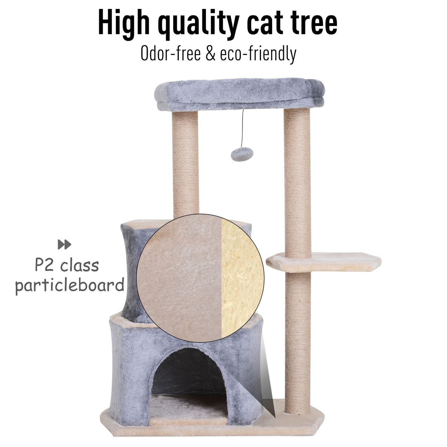 PawHut Cat Tree for Indoor Cats Scratching Posts with 2 Houses