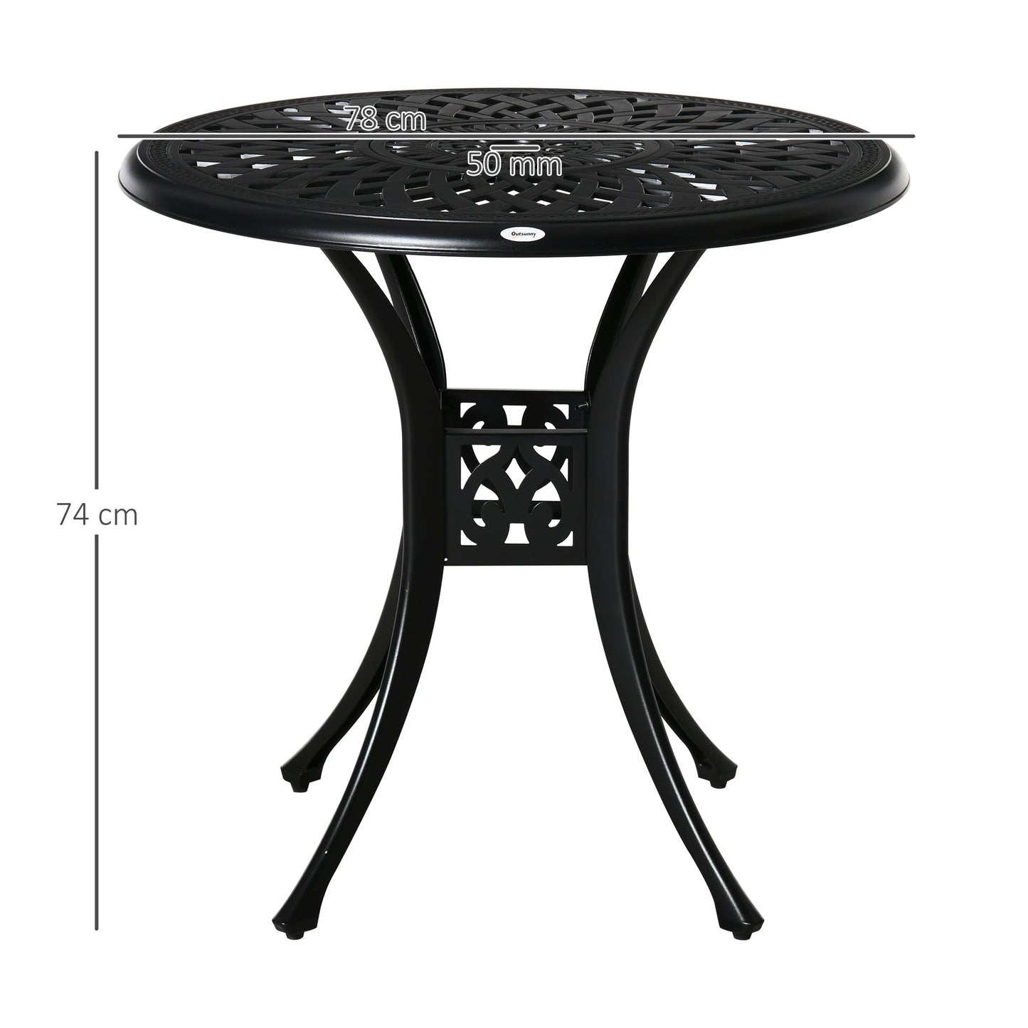 78cm Round Garden Dining Table Bistro Set with Parasol Hole Antique Cast Aluminium Outdoor Table Only