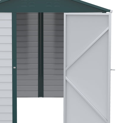 Galvanised 8.8 x 6.3' Single Door Apex Garden Shed Lockable with Window Steel Light Grey by Steadfast