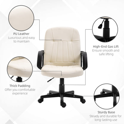 PU Leather Swivel Home Office Chair Cream