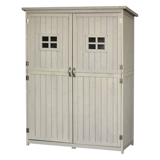 Barn 164cm Double Door Pent Garden Store Two Window Fir Wood Grey by Steadfast