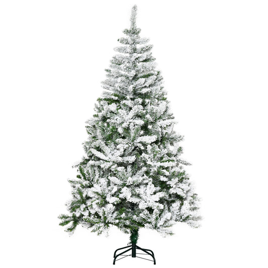 6' Snow Flocked Artificial Christmas Tree Xmas Pine Tree with Realistic Branches