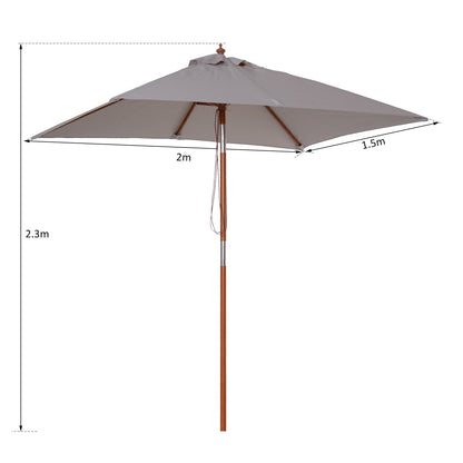 2m x 1.5m Garden Parasol Umbrella with Tilting Sunshade Canopy