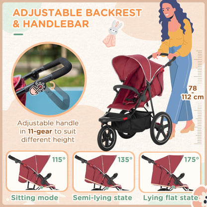 Foldable Three-Wheeler Baby Stroller w/ Canopy