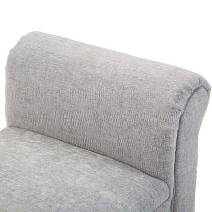 Curled End Ottoman Bench - Light Grey