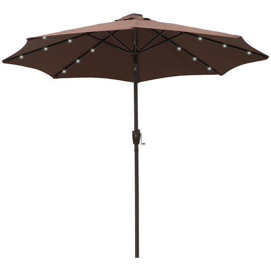 Umbrella Parasol 24 Solar LED-Brown/Coffee