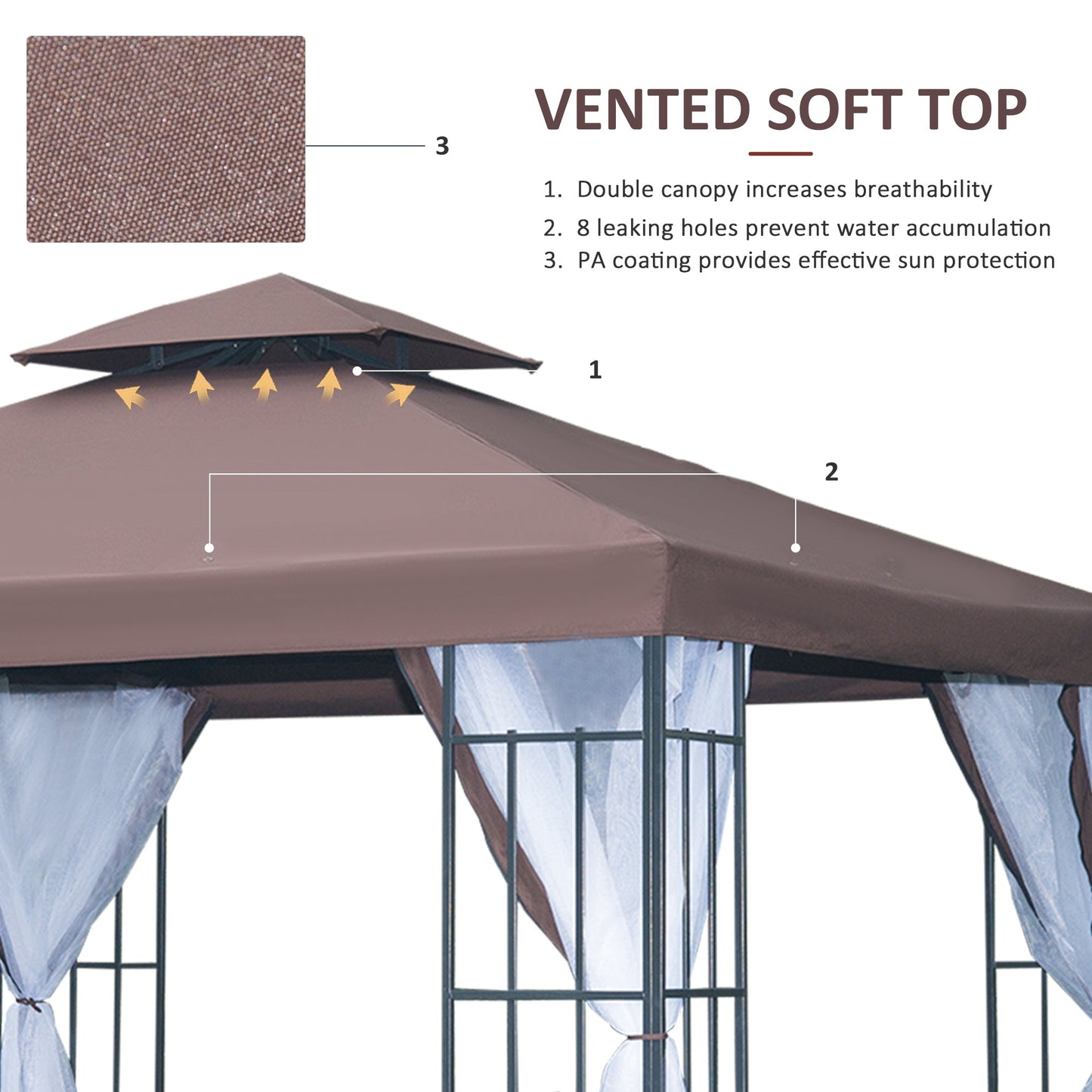 3 x 3M Patio Gazebo Canopy Garden Pavilion Tent Shelter with 2 Tier Roof and Mosquito Netting