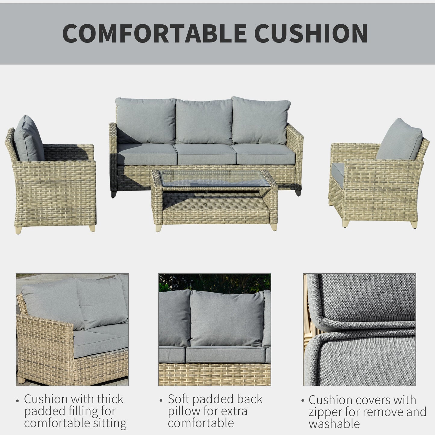 4-Pieces Patio Wicker Sofa Set