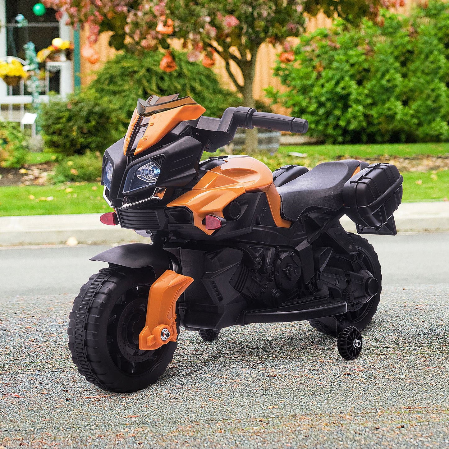 Kids 6V Electric Ride On Motorcycle Vehicle w/ Lights Horn Realistic Sounds Outdoor Play Toy for 1.5-4 Years Old Orange