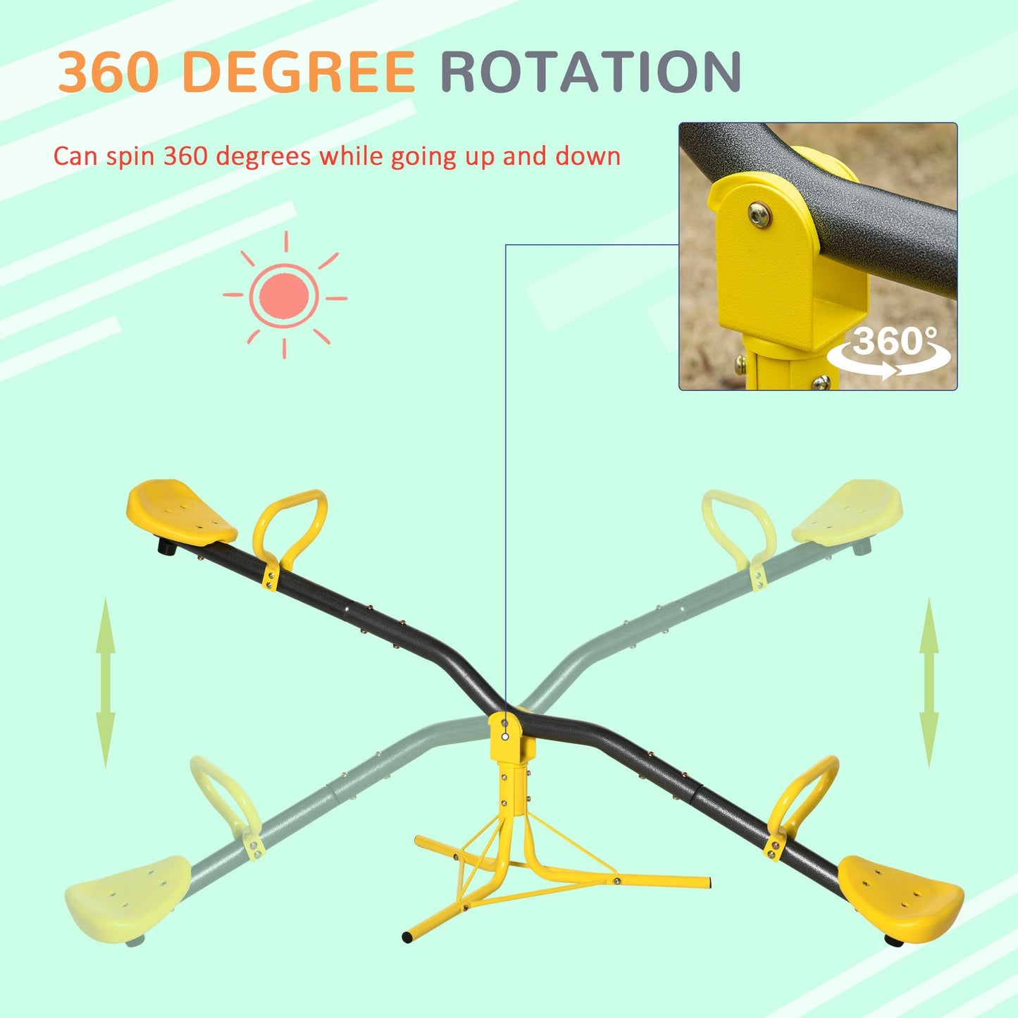 360° Rotating Kids Seesaw Metal Teeter-Totter Children Playground Equipment for Indoors and Outdoors