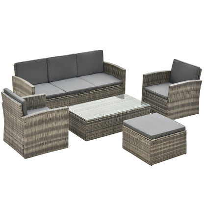 Rattan Garden Furniture Outdoor Patio 5-Piece Wicker Weave Sofa Set with Storage