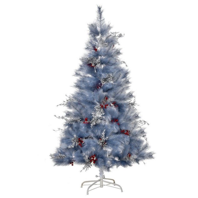 5FT Indoor Christmas Tree Artificial Berry Snow Xmas Decoration with Metal Stand and 222 Tips Grey